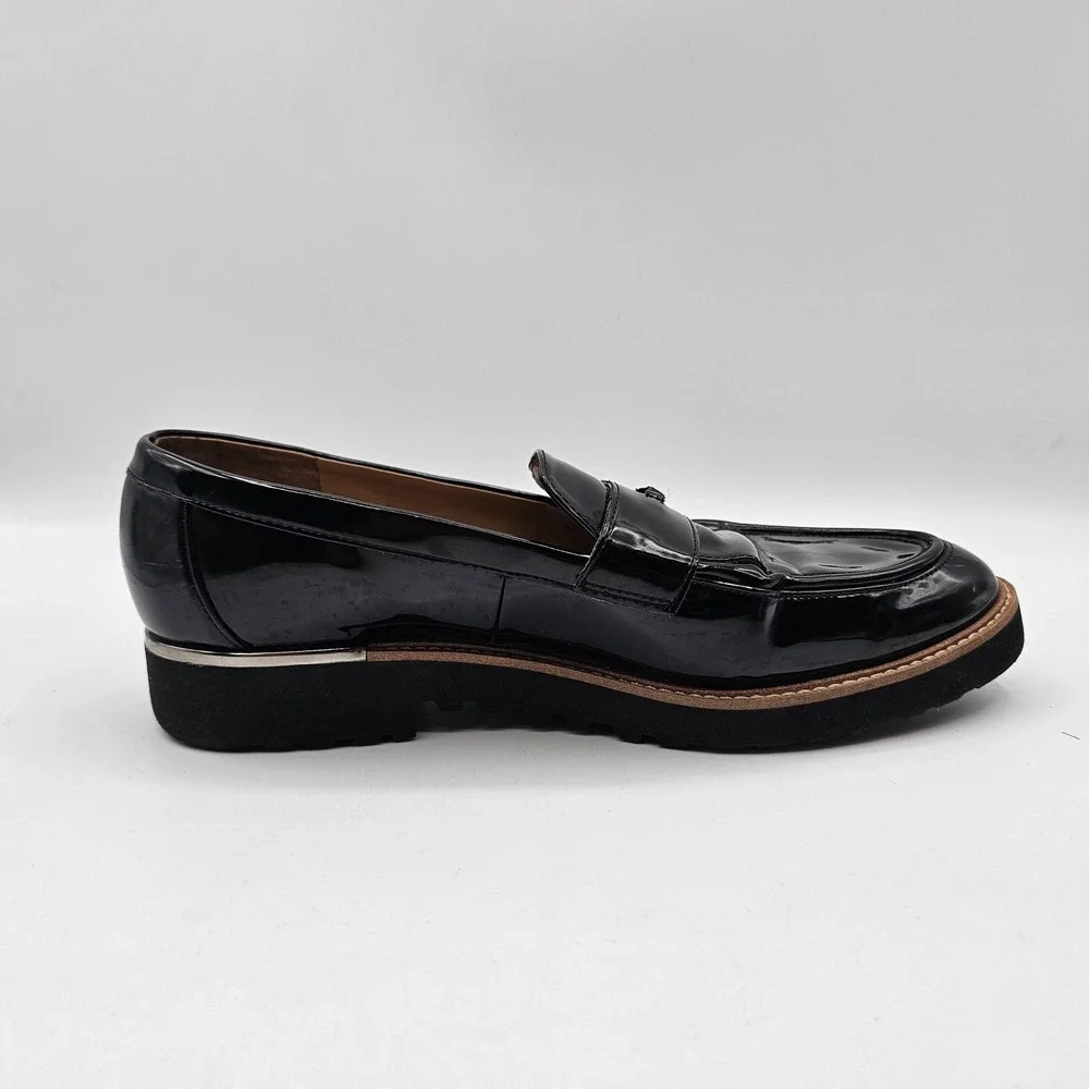 Franco Sarto Camden Shoes Womens Size 9.5 Black‎ Patent Loafer Flats Comfort